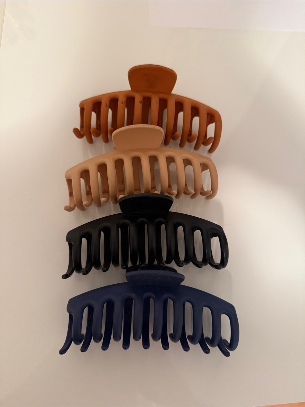 Matte Hair Claw Clip Set - Tan, Beige, Black & Navy